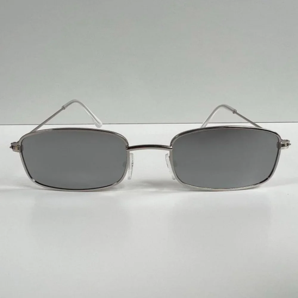 Vintage Y2K 90s 2000s unique slim style silver trim mirror lens sunglasses